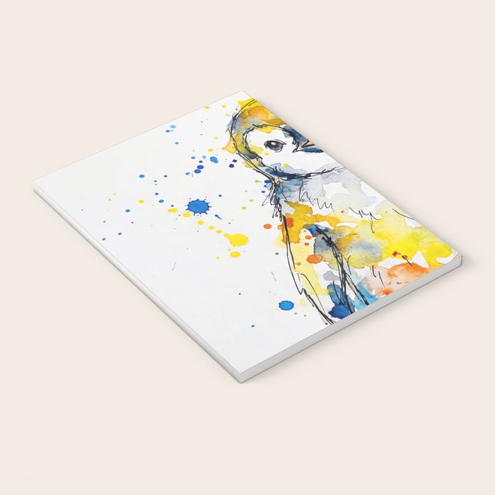 Baby Penguin Watercolour Ink Line Splatter Art Print Notebook Gallery Image 3