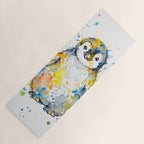 Baby Penguin Watercolour Ink Line Splatter Art Print Yoga Mat Gallery Image 1