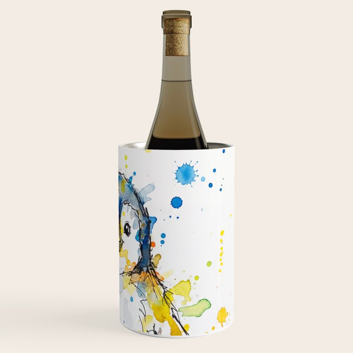 Baby Penguin Watercolour Ink Line Splatter Art Print Wine Chiller Gallery Image 3
