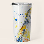 Baby Penguin Watercolour Ink Line Splatter Art Print Travel Mug Gallery Image 3