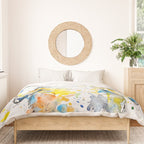 Baby Penguin Watercolour Ink Line Splatter Art Print Duvet Cover Gallery Image 3