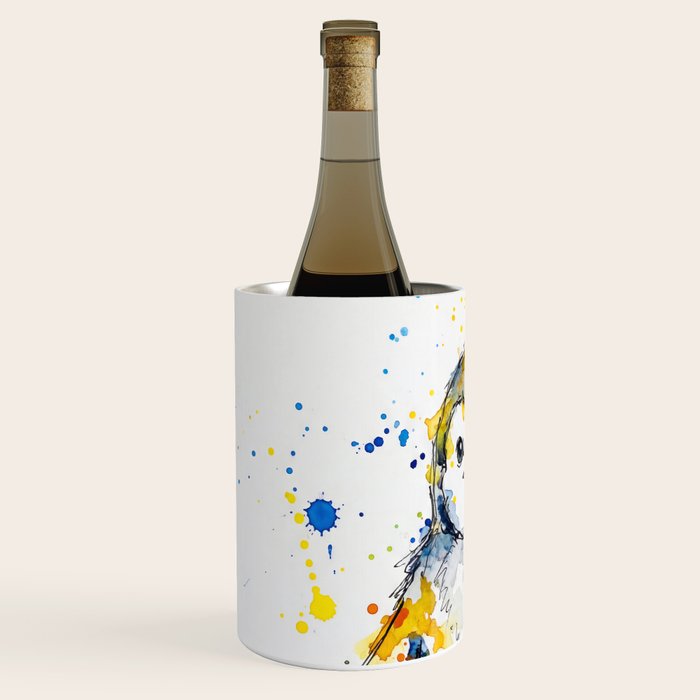 Baby Penguin Watercolour Ink Line Splatter Art Print Wine Chiller Gallery Image 2