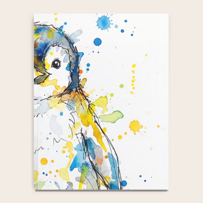 Baby Penguin Watercolour Ink Line Splatter Art Print Notebook Gallery Image 4