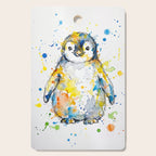 Baby Penguin Watercolour Ink Line Splatter Art Print Cutting Board Gallery Image 1