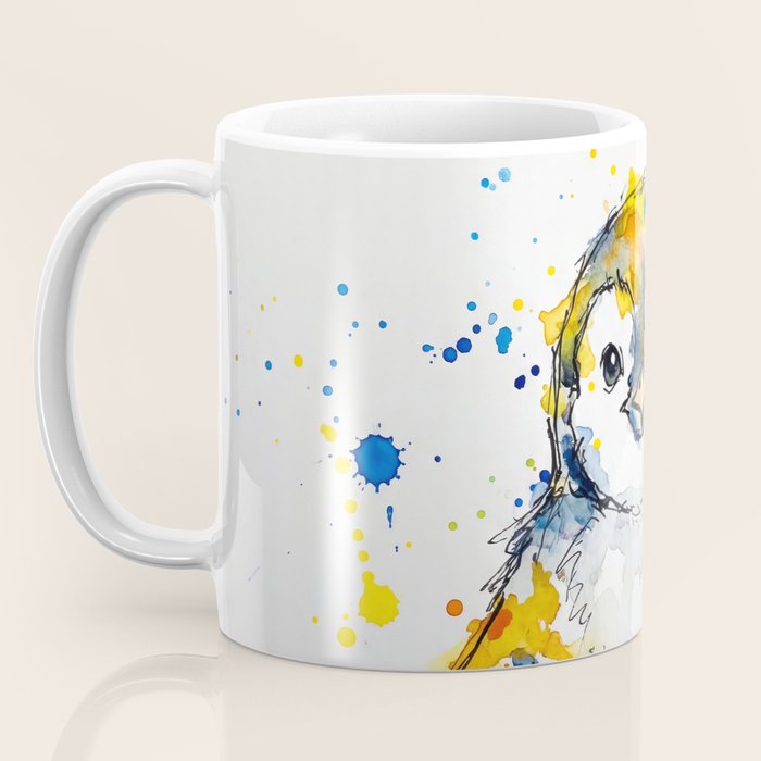 Baby Penguin Watercolour Ink Line Splatter Art Print Coffee Mug Gallery Image 3