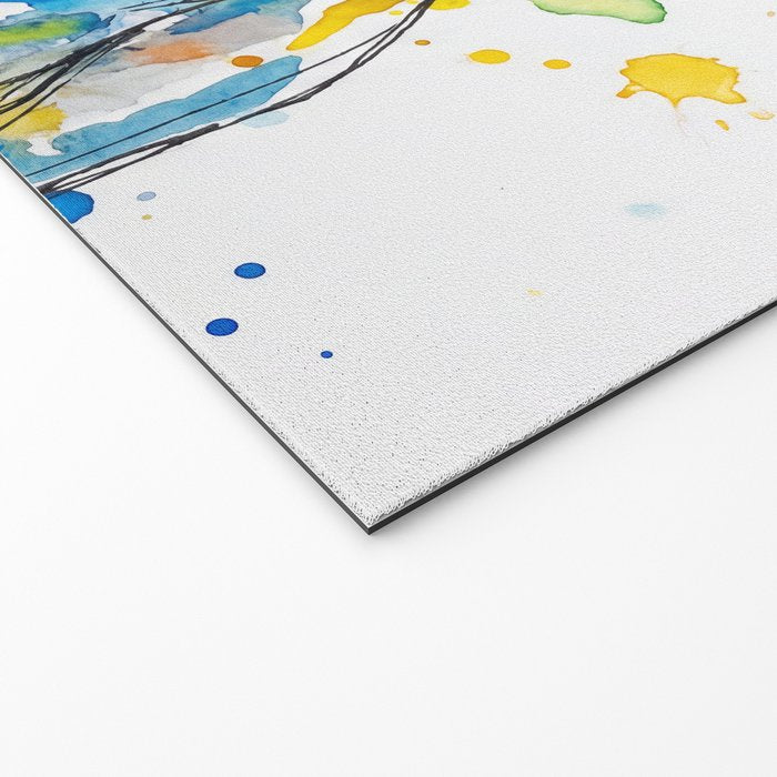Baby Penguin Watercolour Ink Line Splatter Art Print Welcome Mat Gallery Image 2