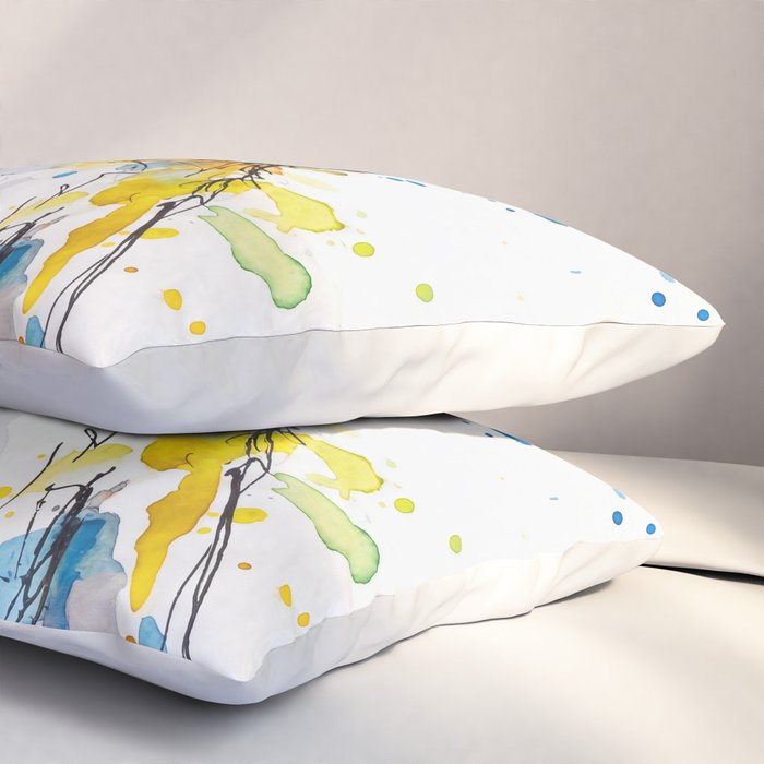 Baby Penguin Watercolour Ink Line Splatter Art Print Pillow Sham Gallery Image 3