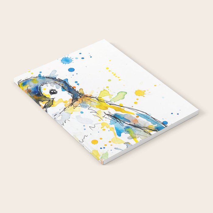 Baby Penguin Watercolour Ink Line Splatter Art Print Notebook Gallery Image 1