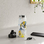 Baby Penguin Watercolour Ink Line Splatter Art Print Water Bottle Gallery Image 4