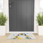 Baby Penguin Watercolour Ink Line Splatter Art Print Welcome Mat Gallery Image 3