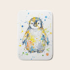 Baby Penguin Watercolour Ink Line Splatter Art Print Bath Mat Gallery Image 1
