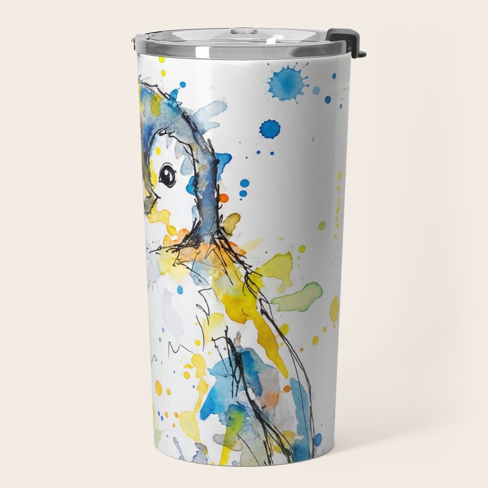 Baby Penguin Watercolour Ink Line Splatter Art Print Travel Mug Gallery Image 2