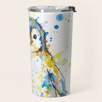 Baby Penguin Watercolour Ink Line Splatter Art Print Travel Mug Gallery Image 2