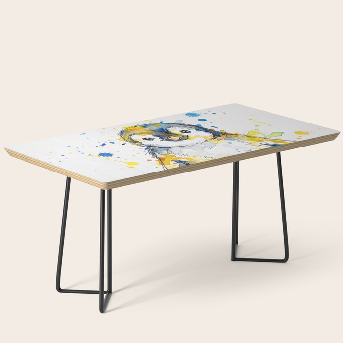 Baby Penguin Watercolour Ink Line Splatter Art Print Coffee Table Gallery Image 1