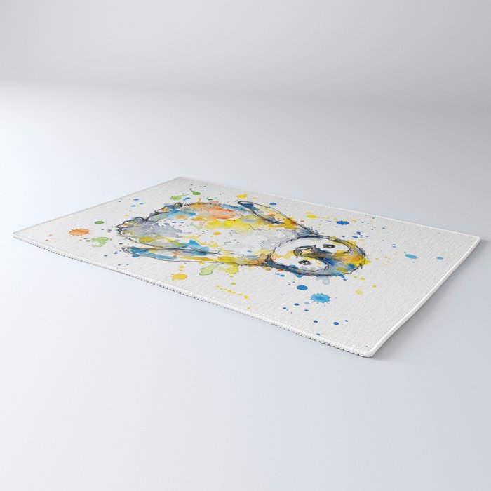 Baby Penguin Watercolour Ink Line Splatter Art Print Rug Gallery Image 3