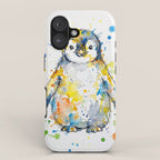 Baby Penguin Watercolour Ink Line Splatter Art Print iPhone Case Gallery Image 1
