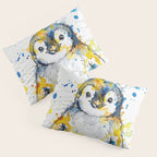 Baby Penguin Watercolour Ink Line Splatter Art Print Pillow Sham Gallery Image 3
