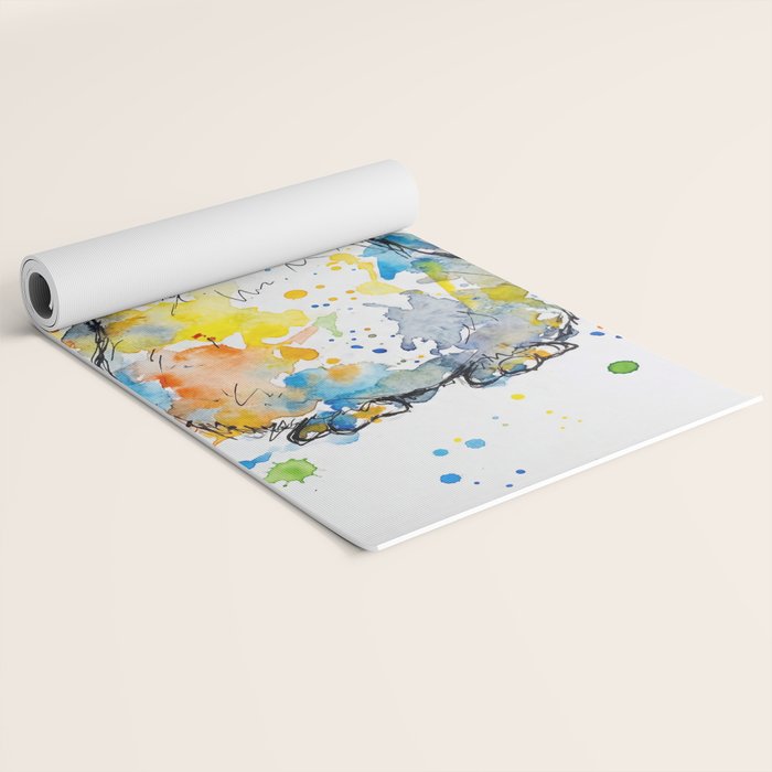 Baby Penguin Watercolour Ink Line Splatter Art Print Yoga Mat Gallery Image 2