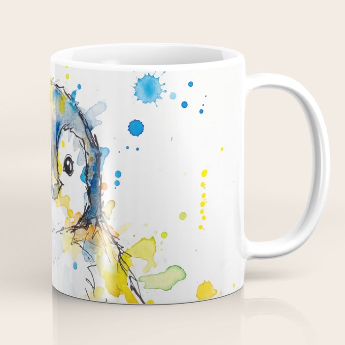 Baby Penguin Watercolour Ink Line Splatter Art Print Coffee Mug Gallery Image 1