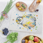 Baby Penguin Watercolour Ink Line Splatter Art Print Cutting Board Gallery Image 2