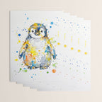 Baby Penguin Watercolour Ink Line Splatter Art Print Wrapping Paper Gallery Image 3