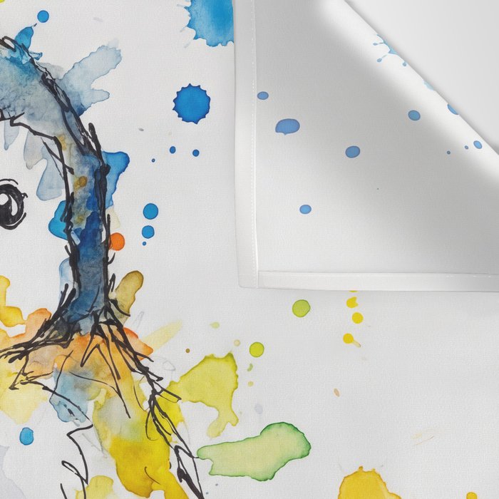 Baby Penguin Watercolour Ink Line Splatter Art Print Wall Tapestry Gallery Image 3