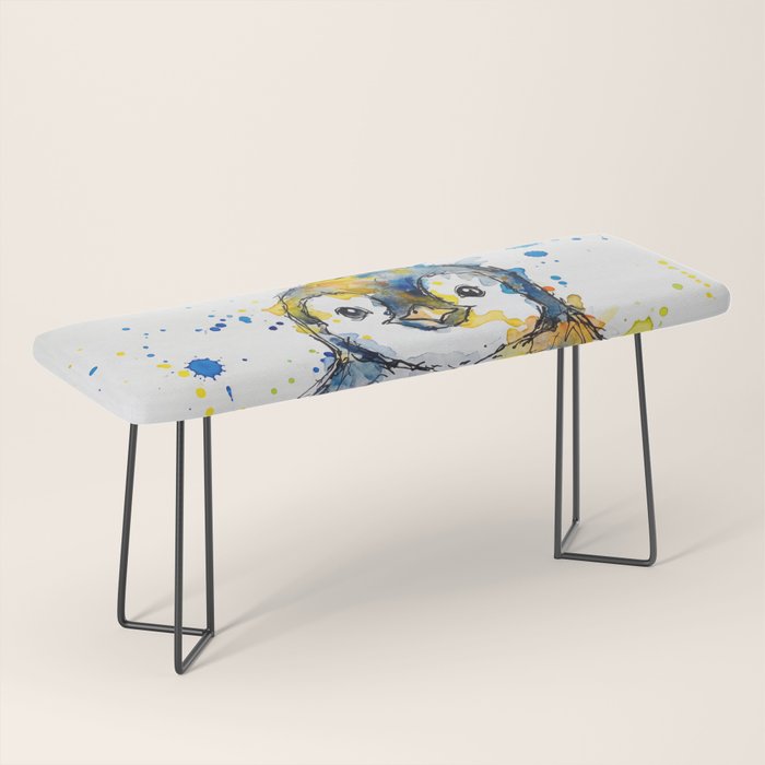 Baby Penguin Watercolour Ink Line Splatter Art Print Bench Gallery Image 1