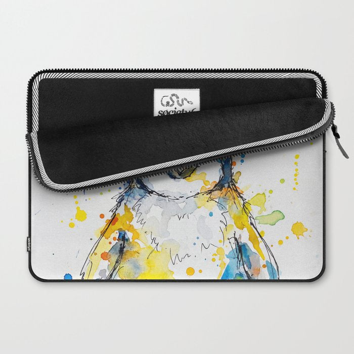 Baby Penguin Watercolour Ink Line Splatter Art Print Laptop Sleeve Gallery Image 2