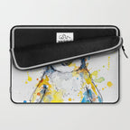 Baby Penguin Watercolour Ink Line Splatter Art Print Laptop Sleeve Gallery Image 2