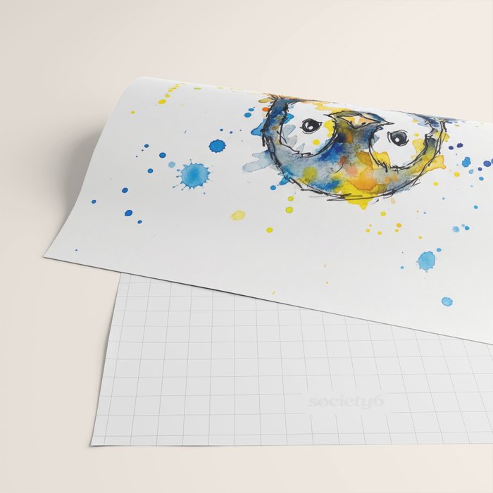 Baby Penguin Watercolour Ink Line Splatter Art Print Wrapping Paper Gallery Image 2