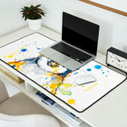 Baby Penguin Watercolour Ink Line Splatter Art Print Desk Mat Gallery Image 2