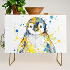 Baby Penguin Watercolour Ink Line Splatter Art Print Credenza Gallery Image 1