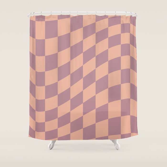 Wavy Dusty Mauve x Whipped Peach Shower Curtain Gallery Image 1