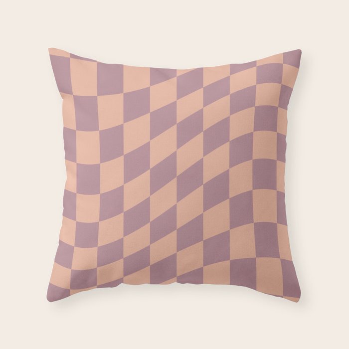 Wavy Dusty Mauve x Whipped Peach Throw Pillow Gallery Image 6