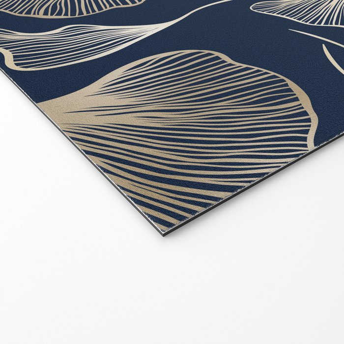 Festive, Gingko Leaves, Floral Prints, Navy Blue Welcome Mat Gallery Image 2