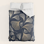 Festive, Gingko Leaves, Floral Prints, Navy Blue Duvet Cover Gallery Image 6