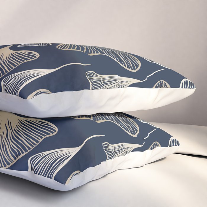 Festive, Gingko Leaves, Floral Prints, Navy Blue Pillow Sham Gallery Image 3