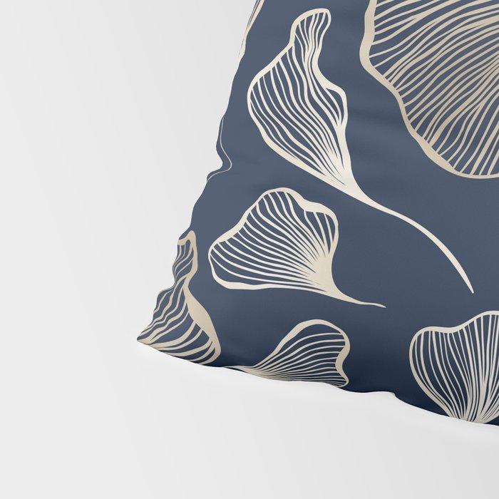 Festive, Gingko Leaves, Floral Prints, Navy Blue Pillow Sham Gallery Image 4
