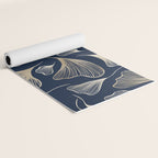 Festive, Gingko Leaves, Floral Prints, Navy Blue Yoga Mat Gallery Image 2