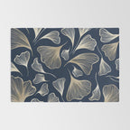 Festive, Gingko Leaves, Floral Prints, Navy Blue Rug Gallery Image 2