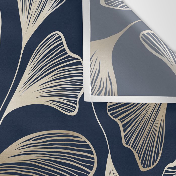 Festive, Gingko Leaves, Floral Prints, Navy Blue Wall Tapestry Gallery Image 3