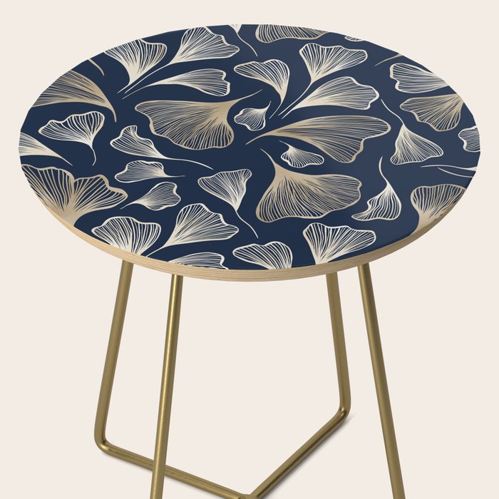 Festive, Gingko Leaves, Floral Prints, Navy Blue Side Table Gallery Image 2