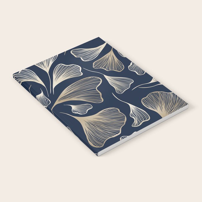 Festive, Gingko Leaves, Floral Prints, Navy Blue Notebook Gallery Image 2