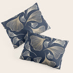 Festive, Gingko Leaves, Floral Prints, Navy Blue Pillow Sham Gallery Image 3