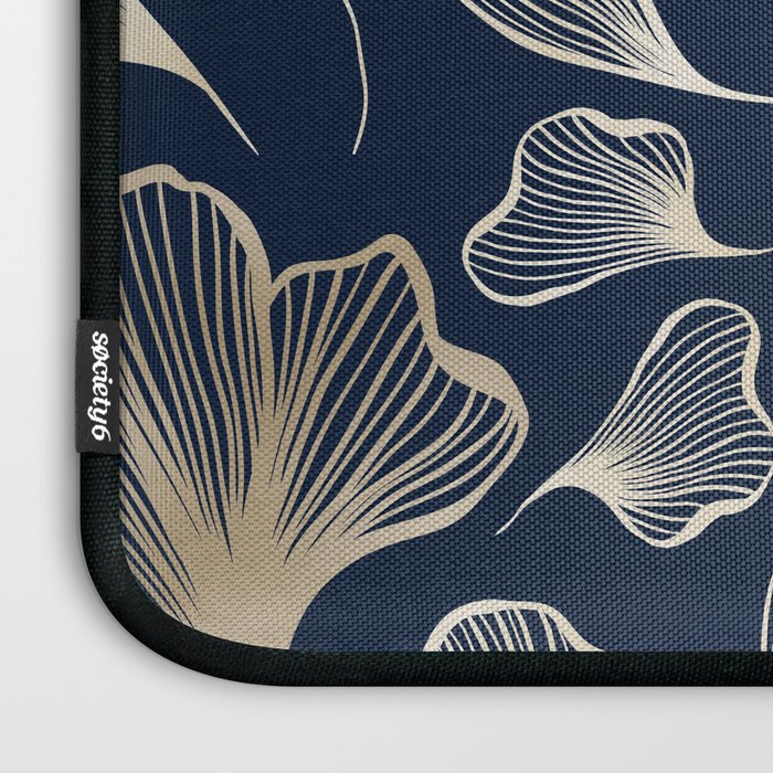 Festive, Gingko Leaves, Floral Prints, Navy Blue Laptop Sleeve Gallery Image 3