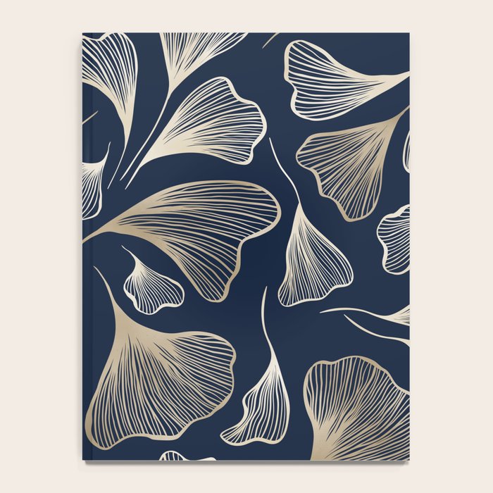 Festive, Gingko Leaves, Floral Prints, Navy Blue Notebook Gallery Image 4