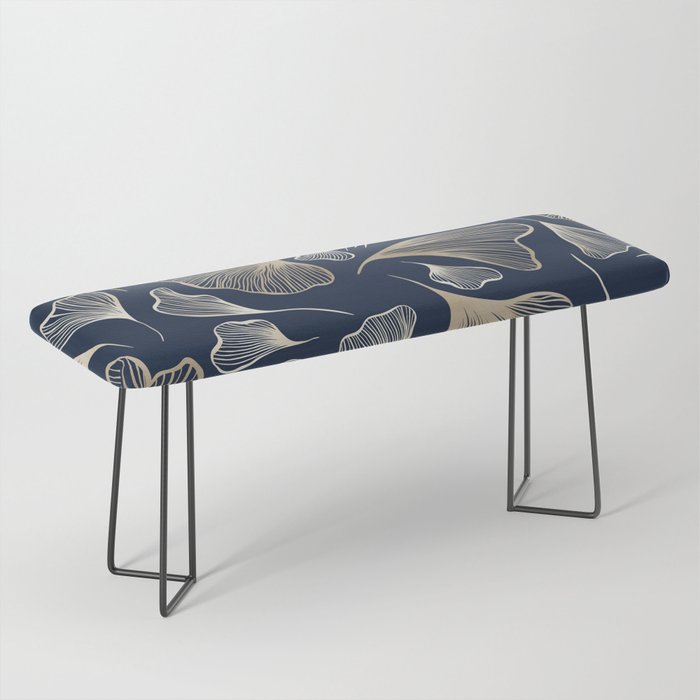 Festive, Gingko Leaves, Floral Prints, Navy Blue Bench Gallery Image 1