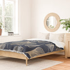 Festive, Gingko Leaves, Floral Prints, Navy Blue Duvet Cover Gallery Image 2