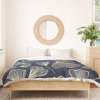 Festive, Gingko Leaves, Floral Prints, Navy Blue Duvet Cover Gallery Image 3