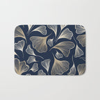Festive, Gingko Leaves, Floral Prints, Navy Blue Bath Mat Gallery Image 1